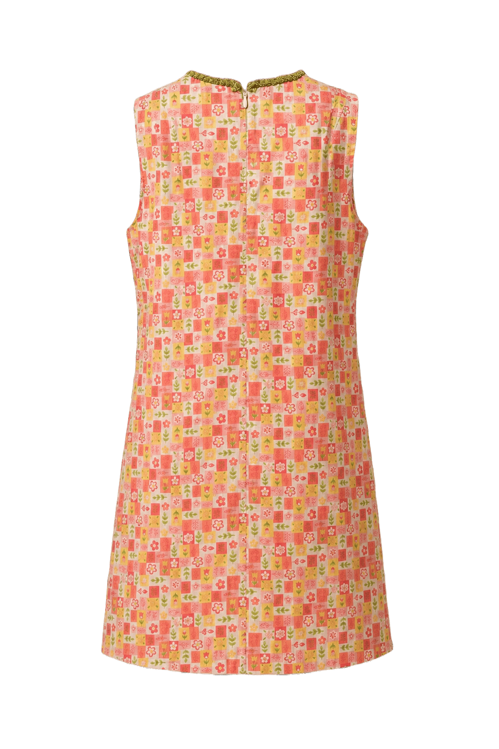 1960s Pink Cotton Blend Shift Dress - Back View