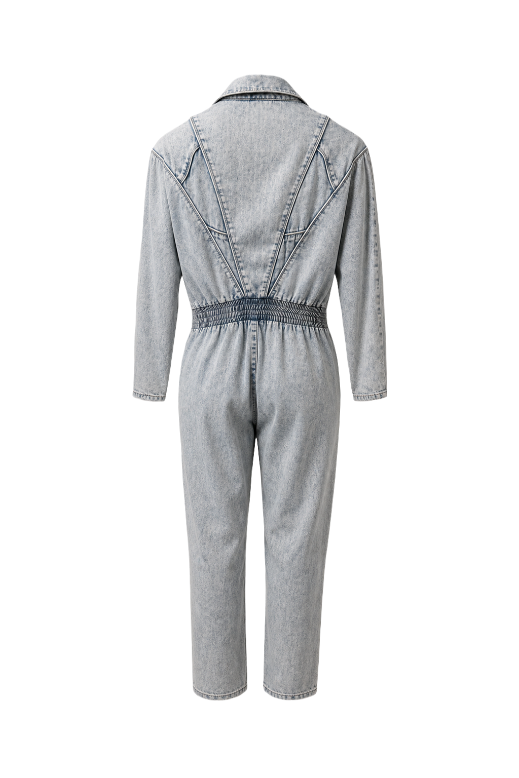1980s Light Blue Denim Jumpsuit - Back View