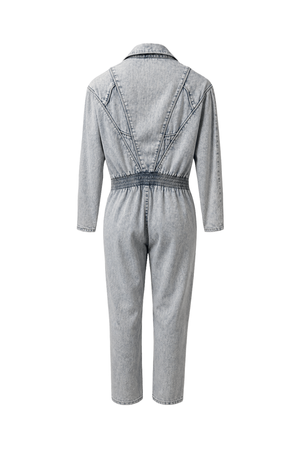 1980s Light Blue Denim Jumpsuit - Back View