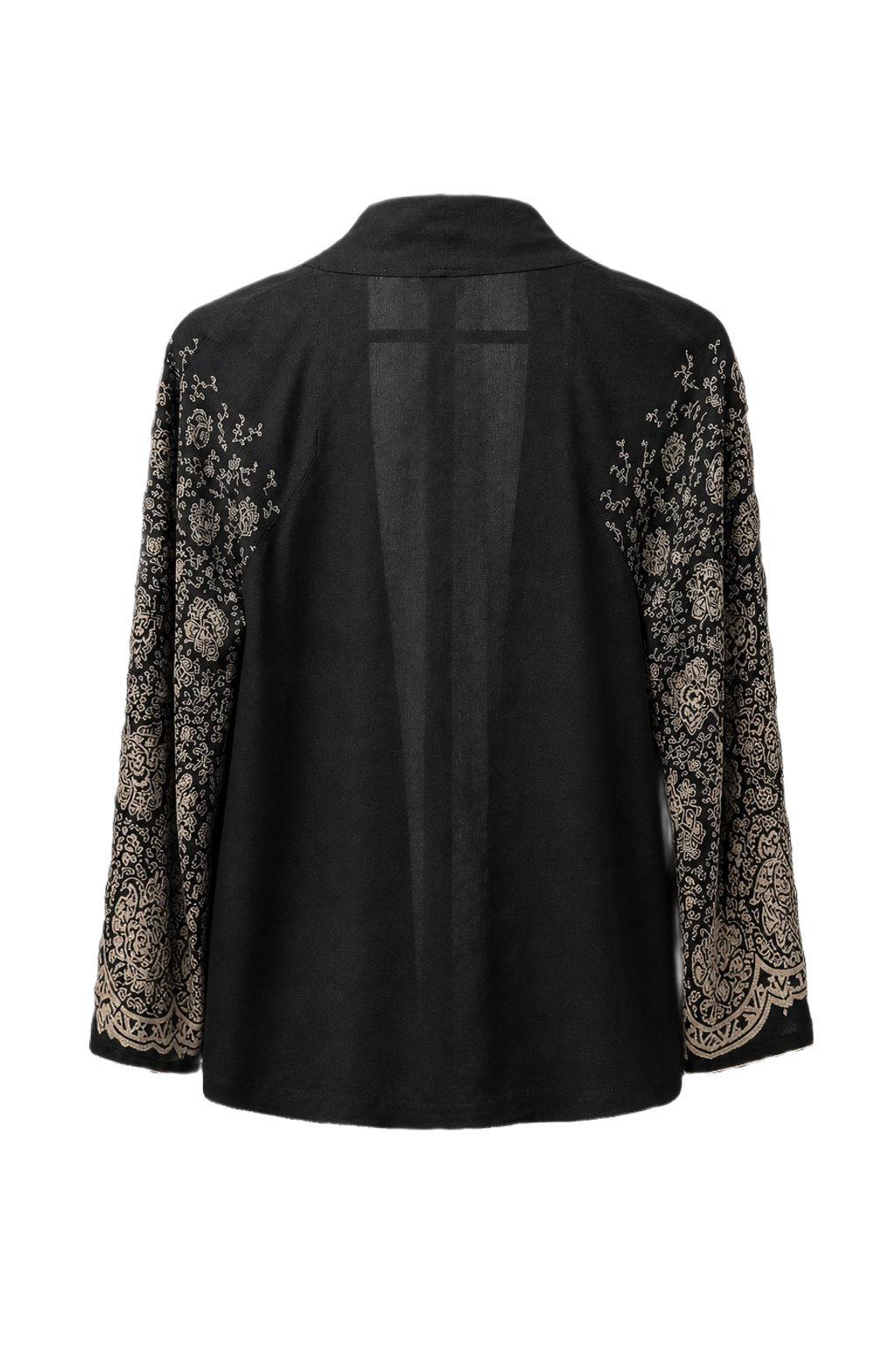 1970s Black Rayon Blend Jacket - Back View