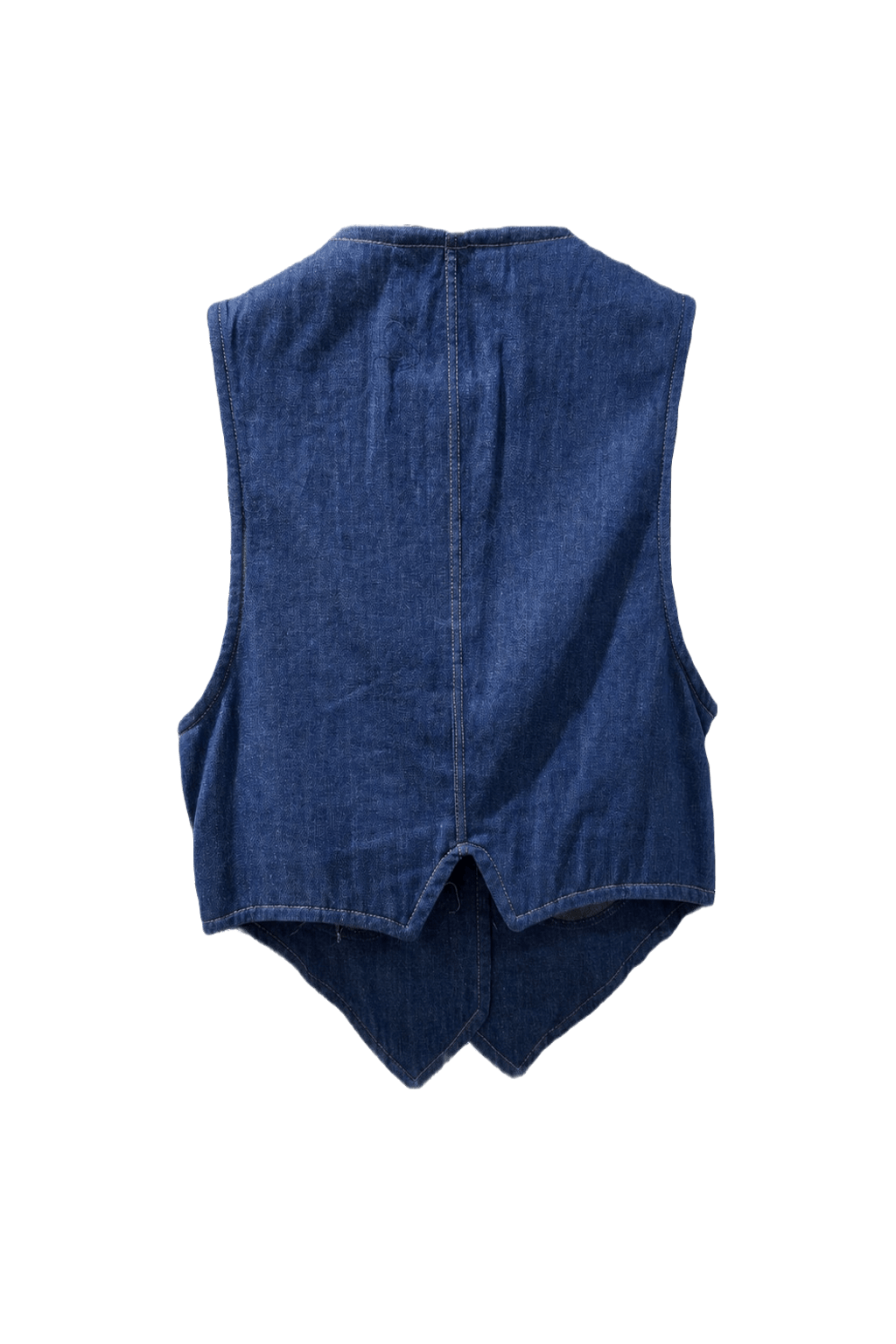 1980s Blue Denim Fitted Vest - Back View