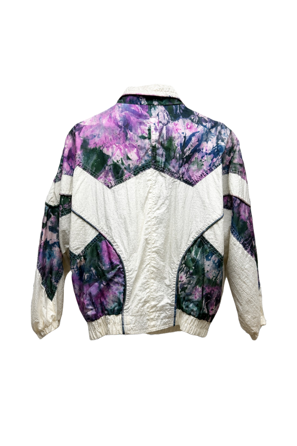 1980s Cream White Nylon Jacket - Back View