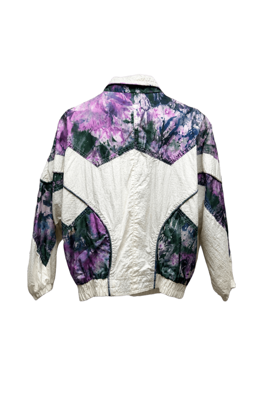 1980s Cream White Nylon Jacket - Back View