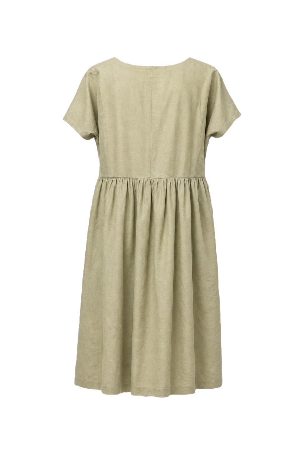 1950s Light Olive Green Cotton Midi Dress - Back View