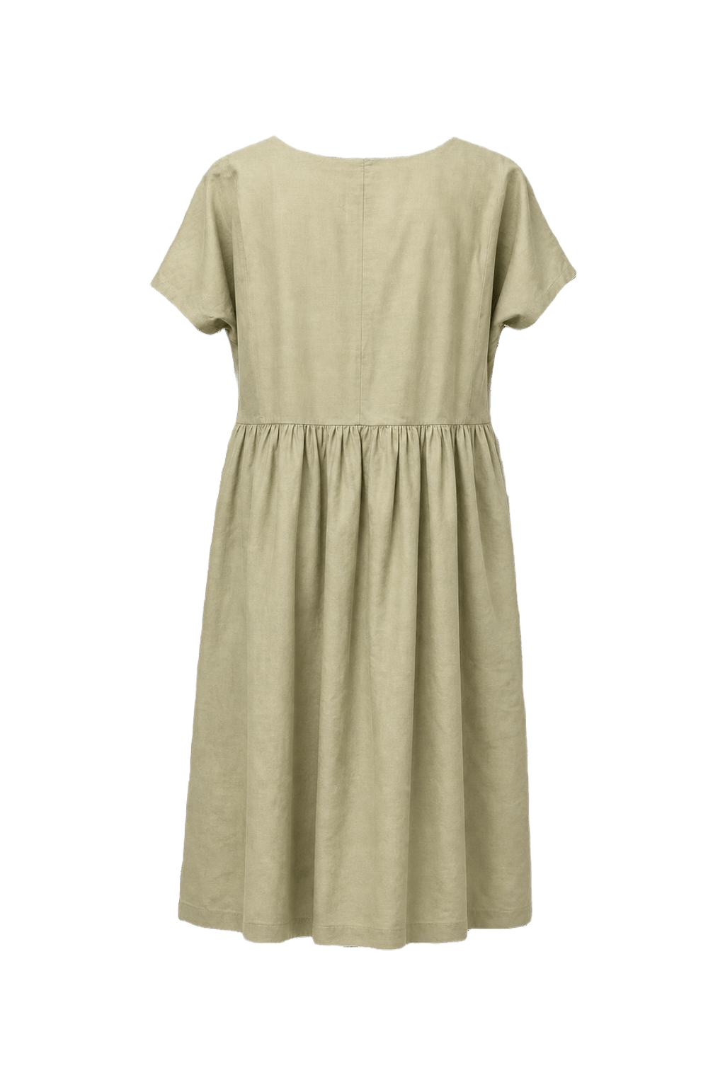 1950s Light Olive Green Cotton Midi Dress - Back View
