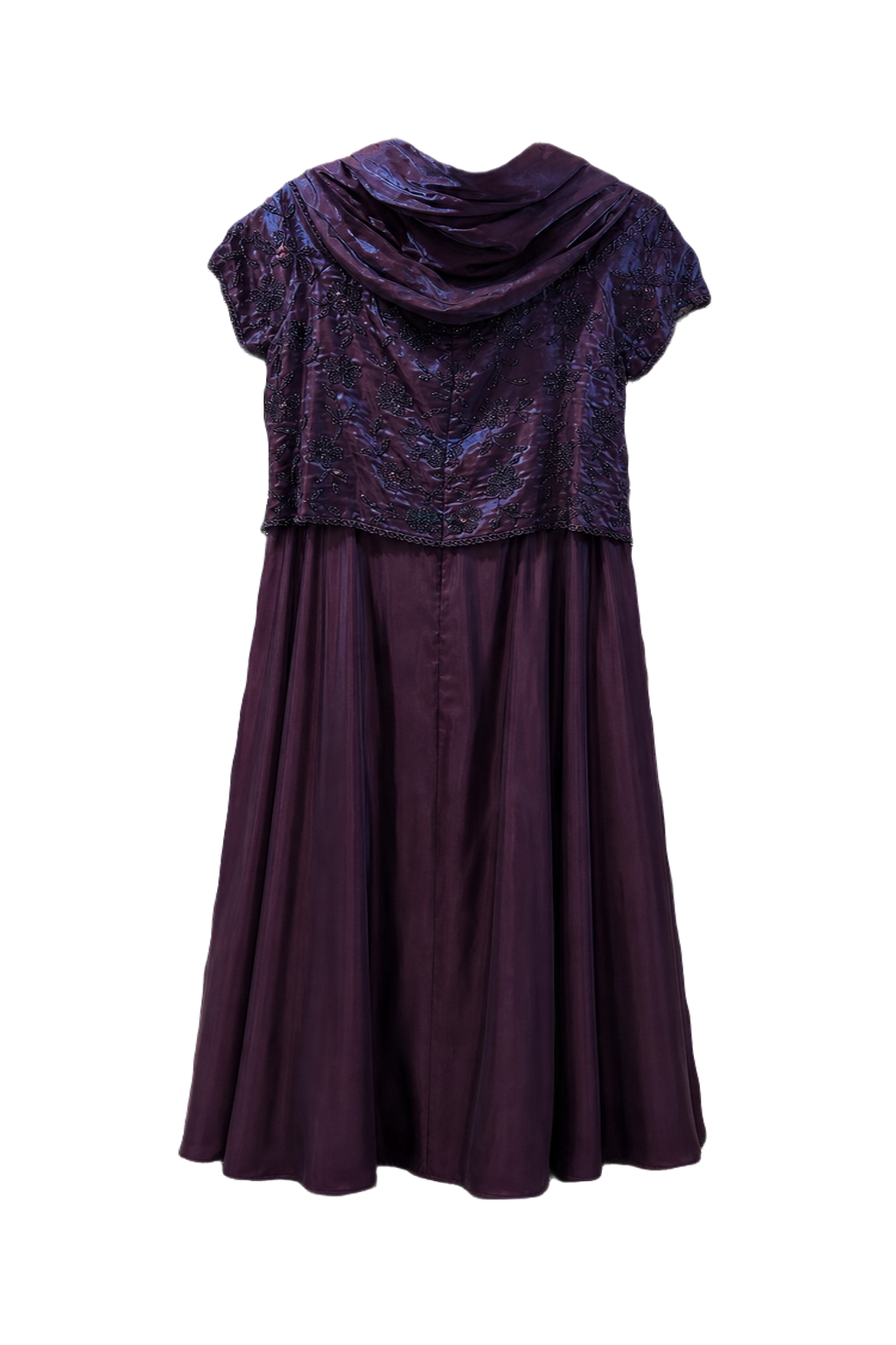 1980s Iridescent Purple Silk Gown - Back View