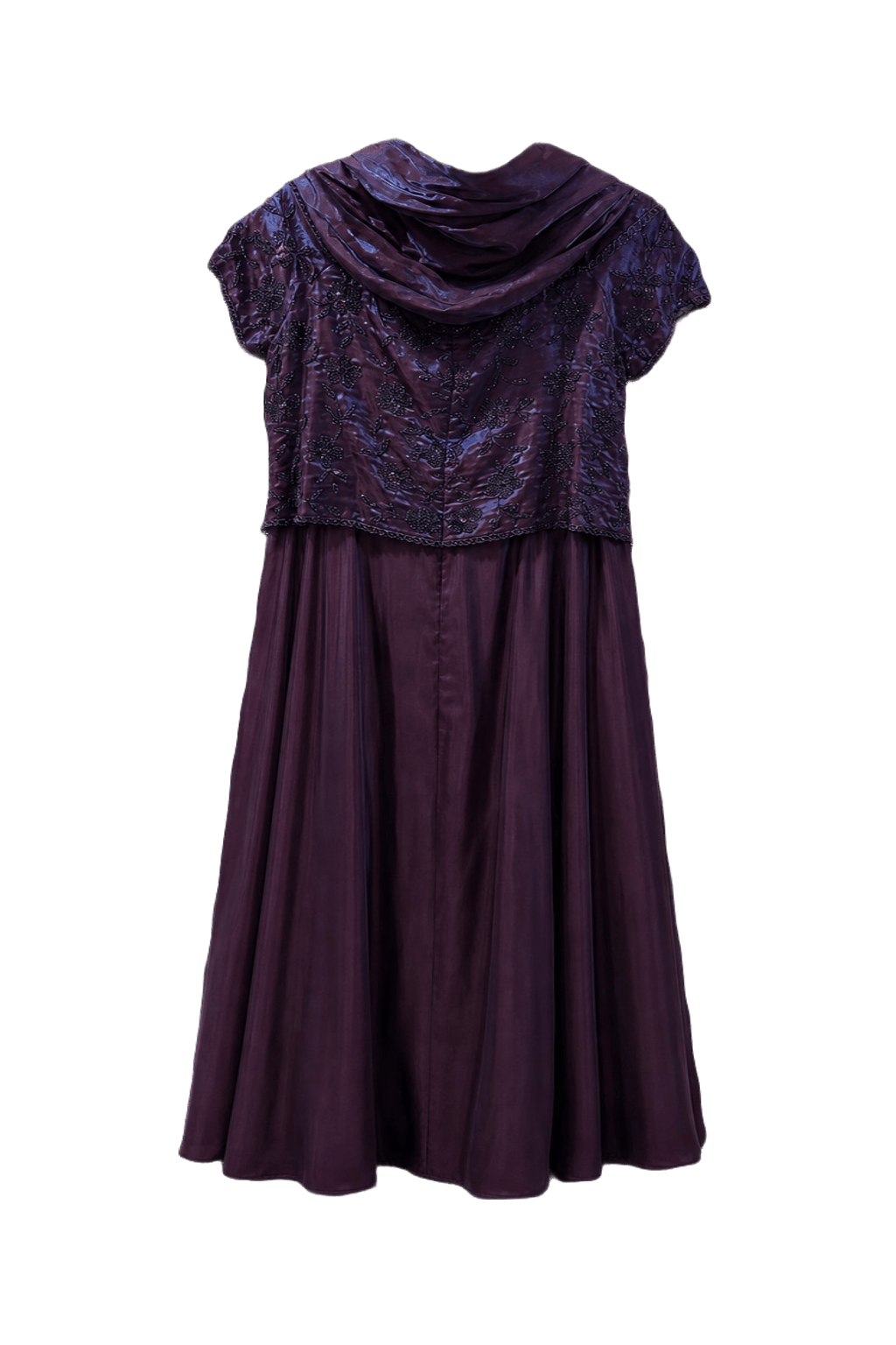1980s Iridescent Purple Silk Gown - Back View