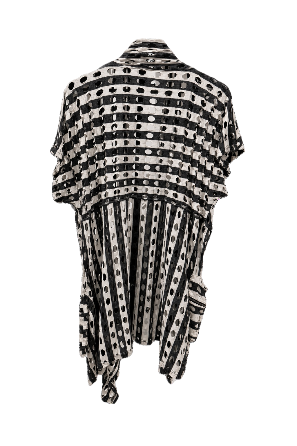 1990s Black and White Cotton Blend Cardigan - Back View