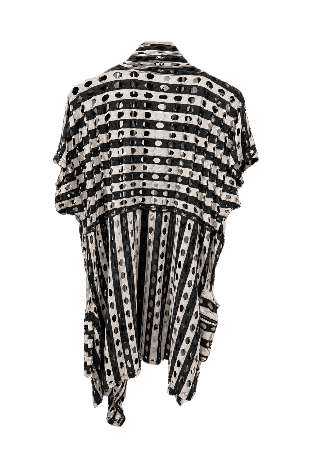 1990s Black and White Cotton Blend Cardigan - Back View