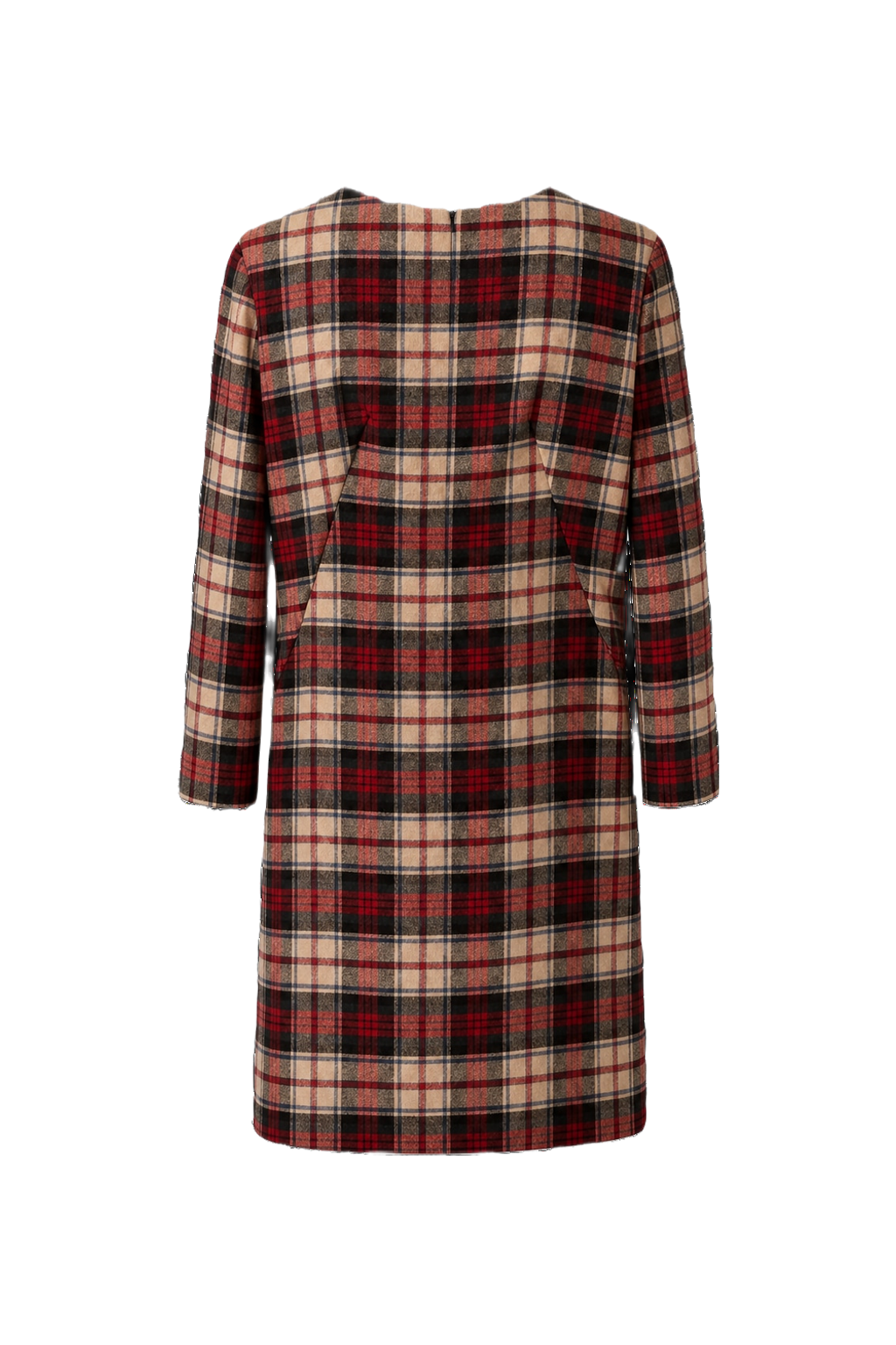 1970s Red Wool Blend Shift Dress - Back View