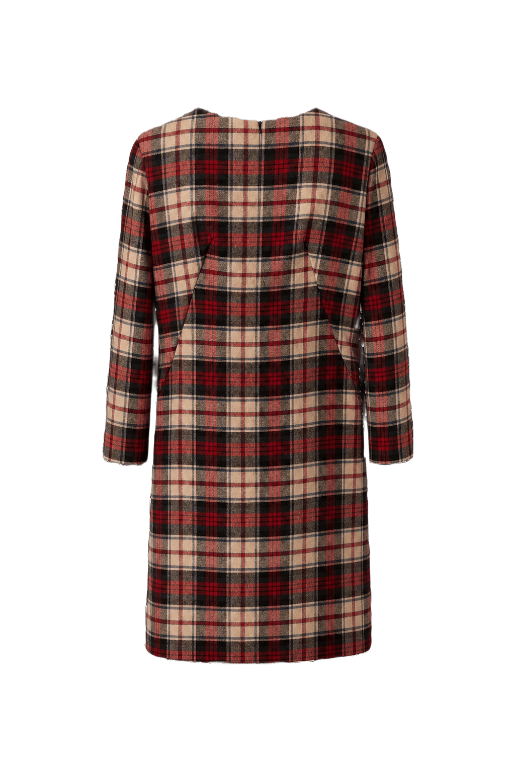 1970s Red Wool Blend Shift Dress - Back View
