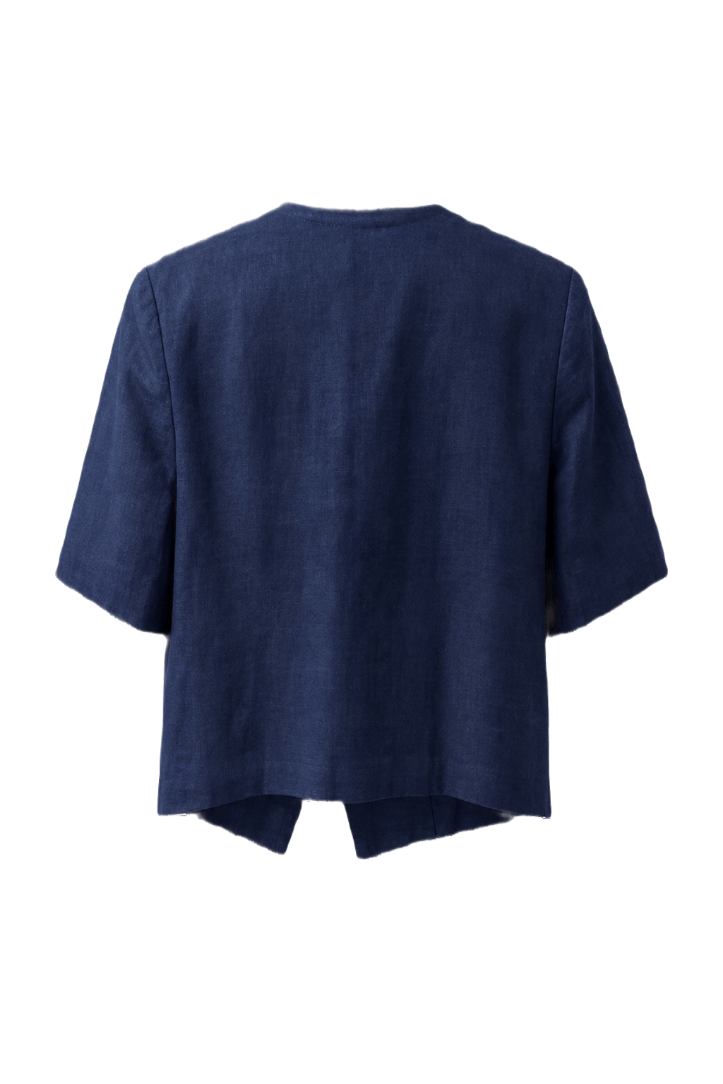 1980s Navy Blue Linen Blazer - Back View