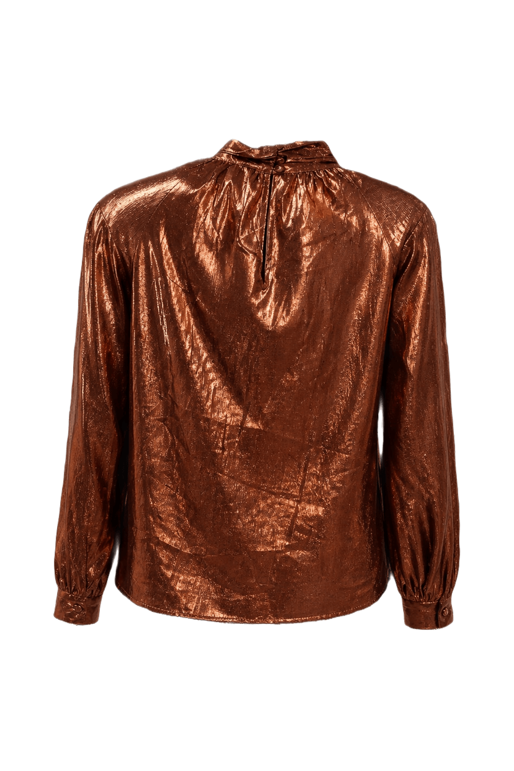 1980s Copper Synthetic Blend Blouse - Back View