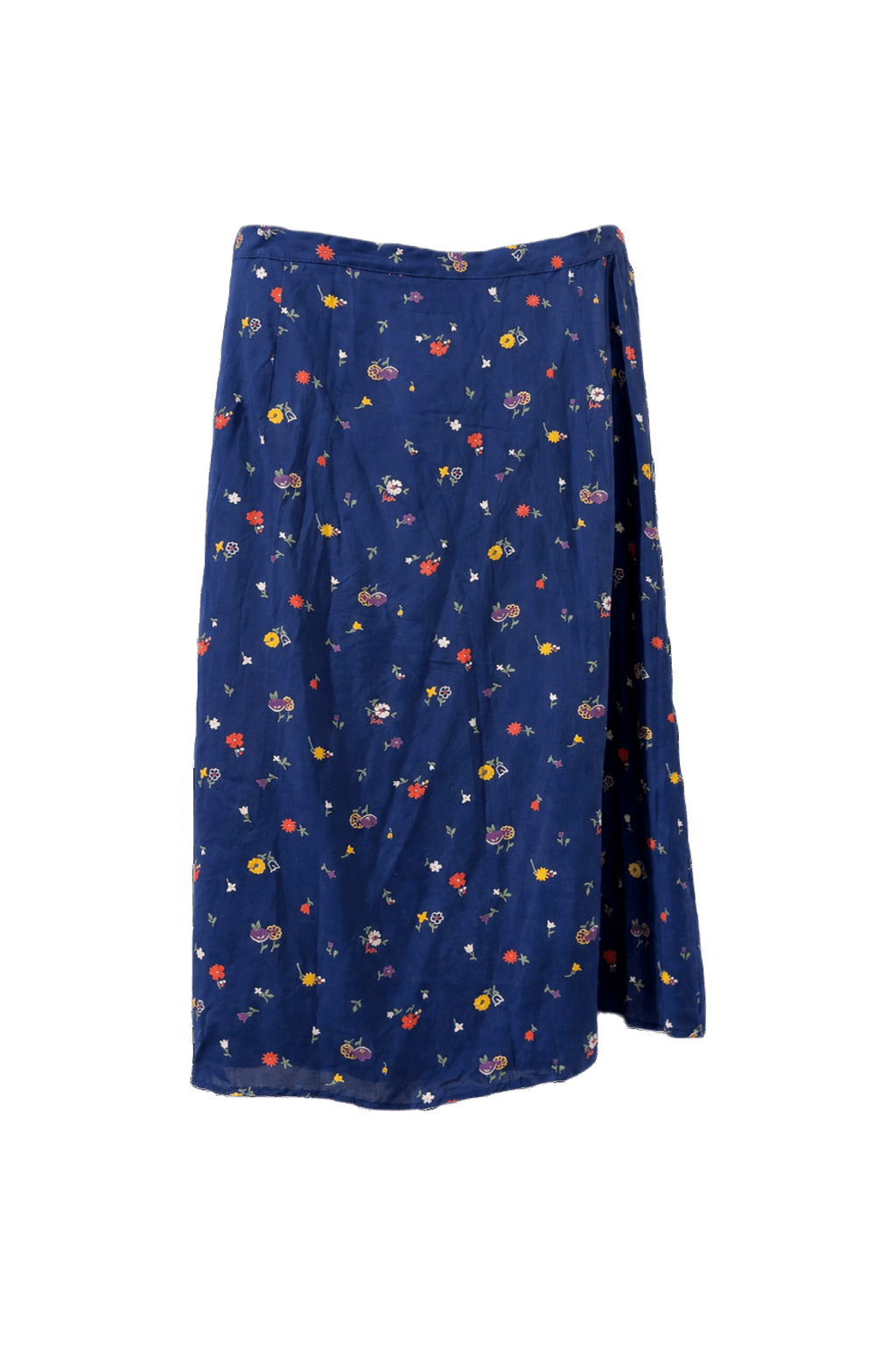 1960s Navy Blue Cotton Blend Skirt - Back View