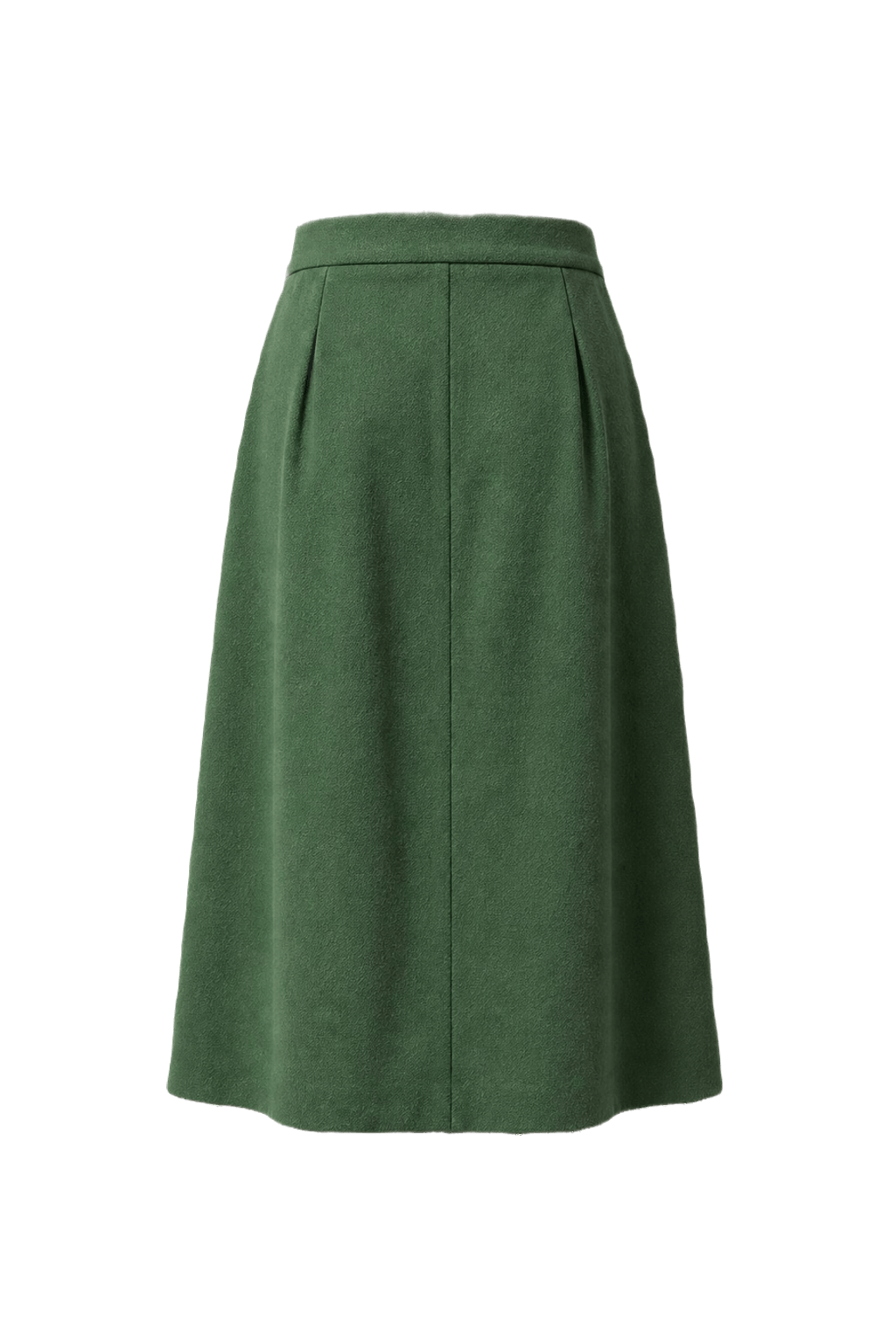 1970s Green Wool Midi Skirt - Back View