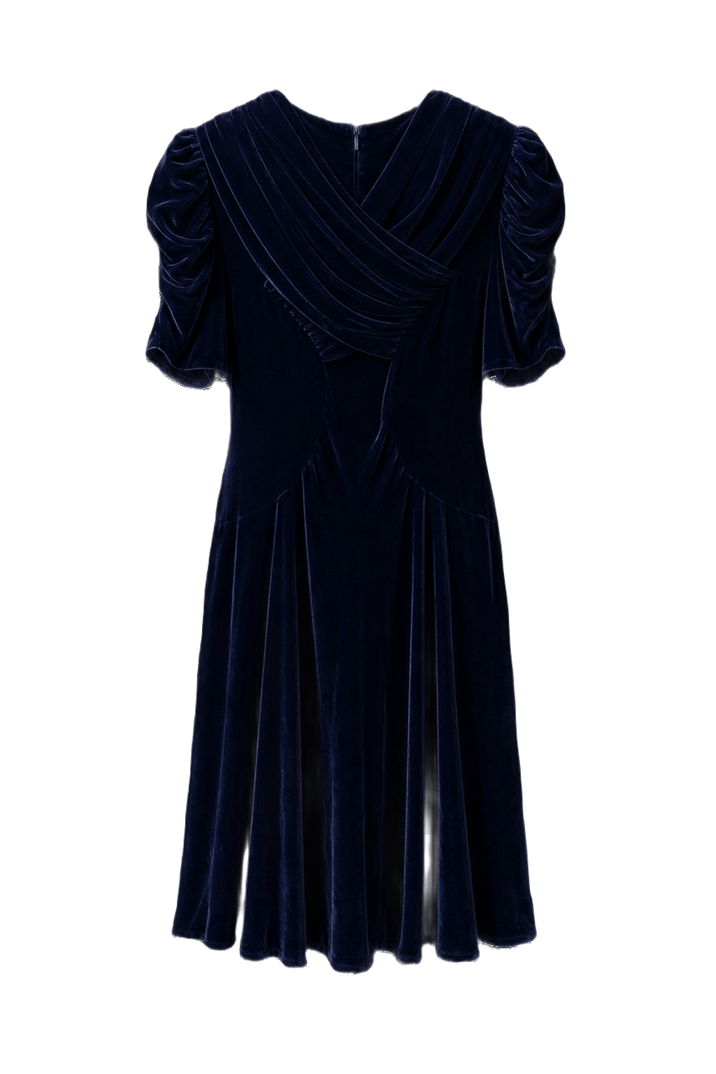 1950s Navy Blue Velvet Dress - Back View