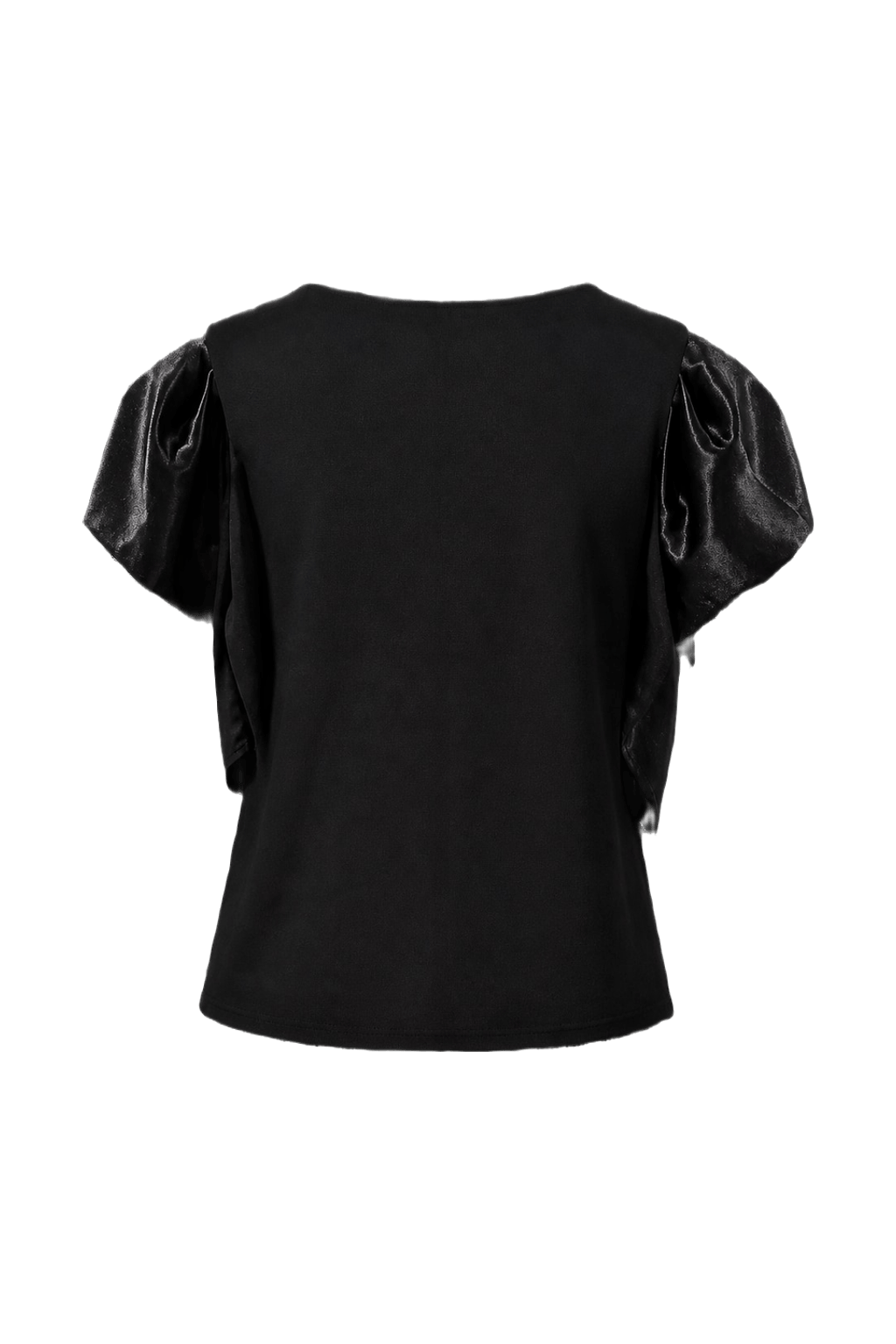 1980s Black Polyester Blouse - Back View