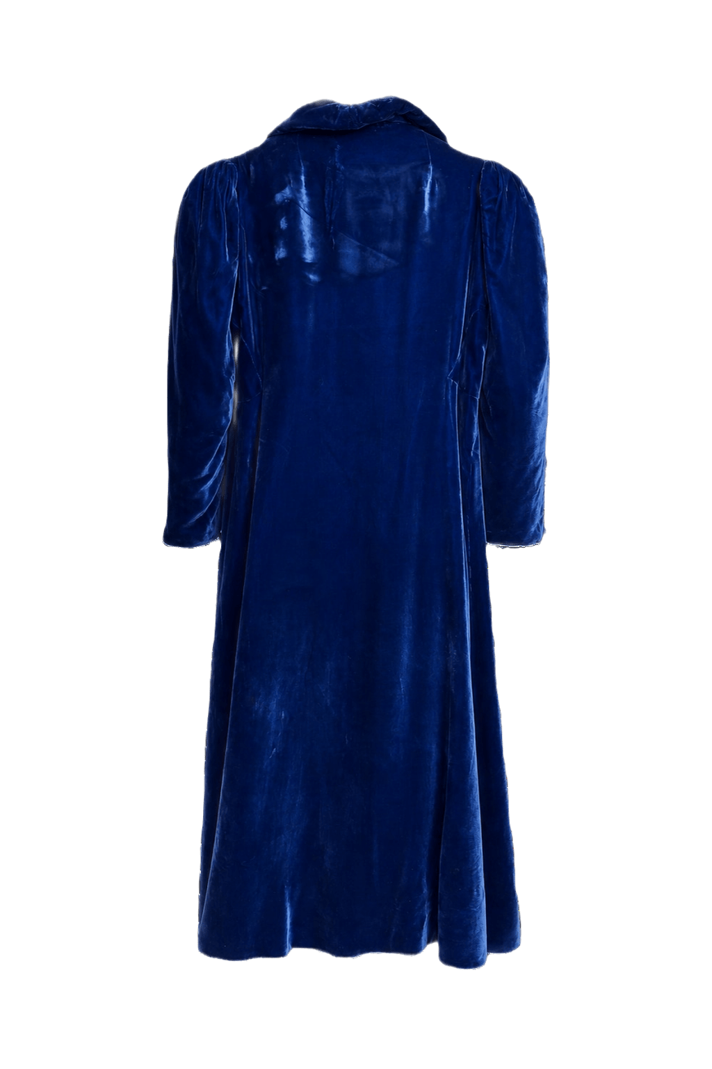 1950s Deep Blue Velvet Coat - Back View