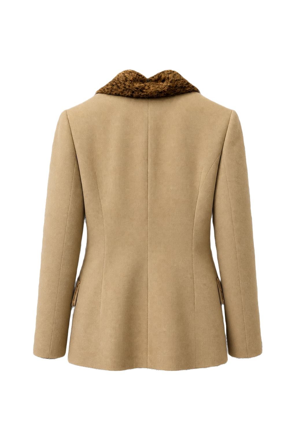 1980s Taupe Wool Blend Blazer - Back View