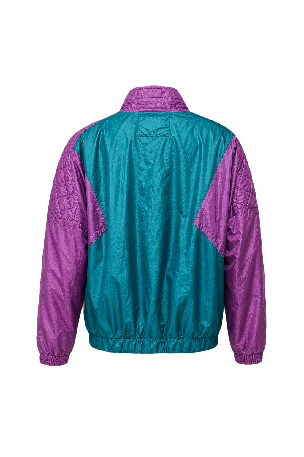 1980s Teal Nylon Jacket - Back View