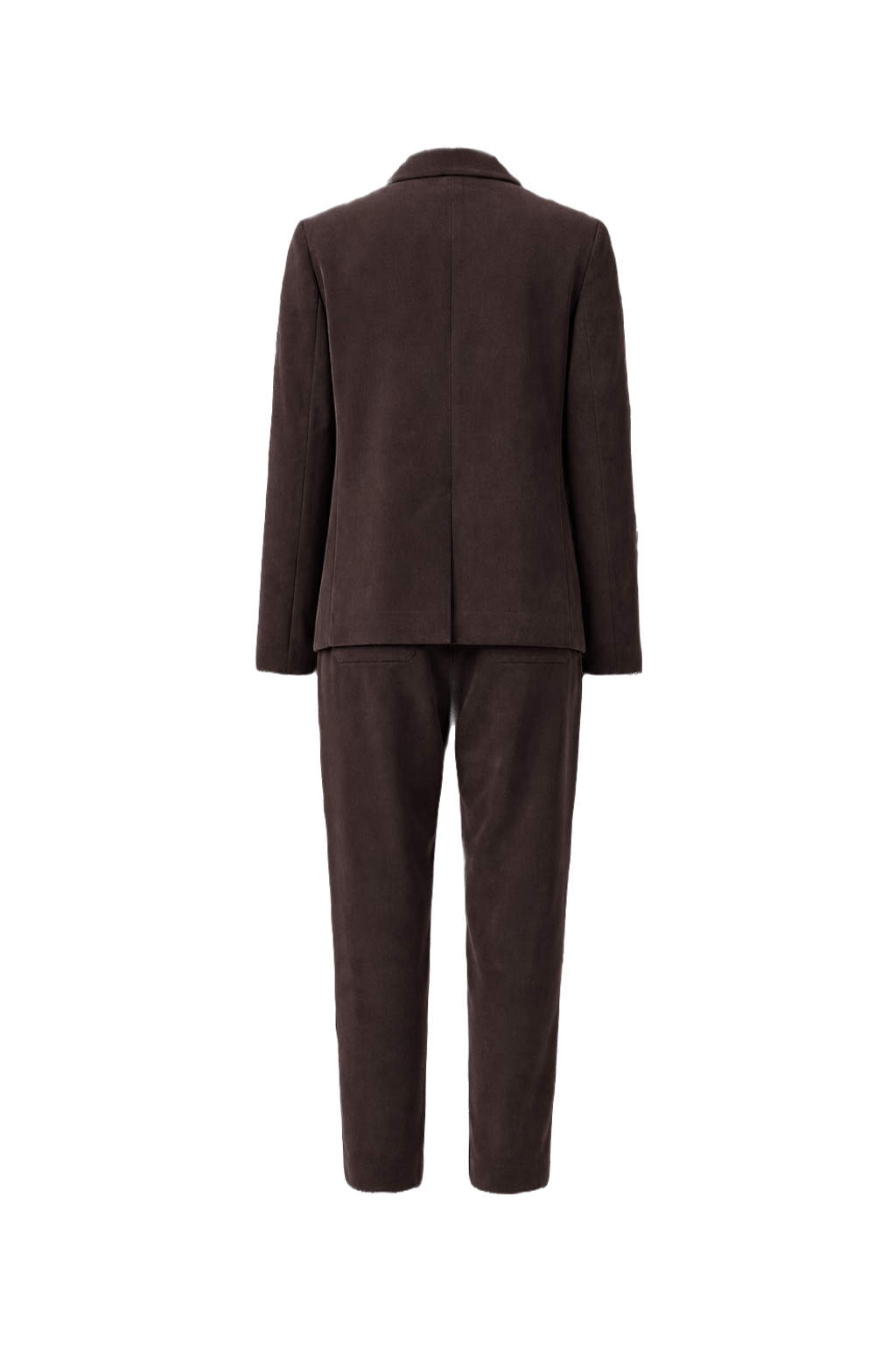 1990s Dark Brown Wool Blend Pantsuit - Back View