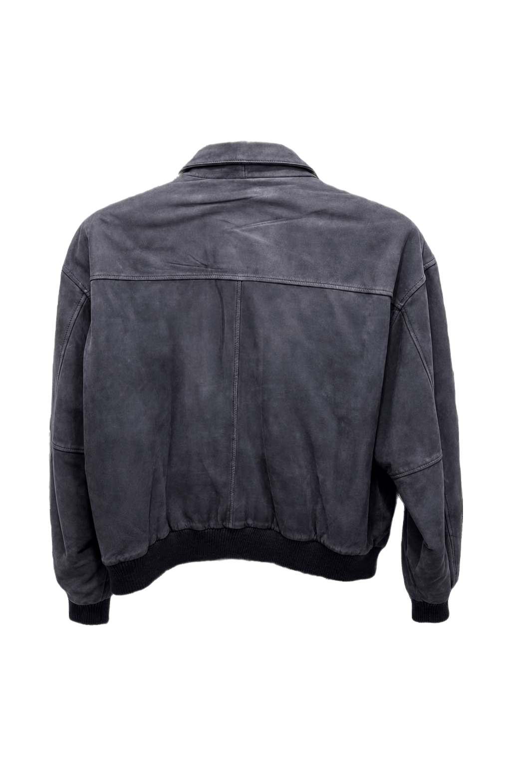 1980s Slate Blue Suede Jacket - Back View