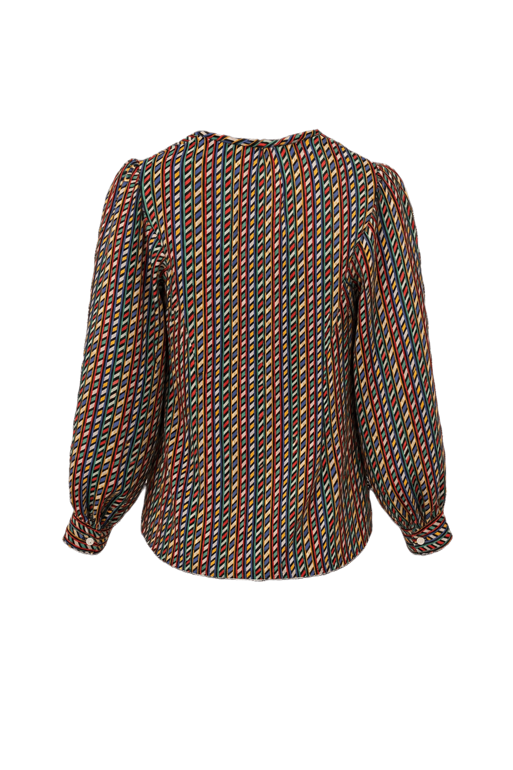 1980s Multicolor Silk Blouse - Back View