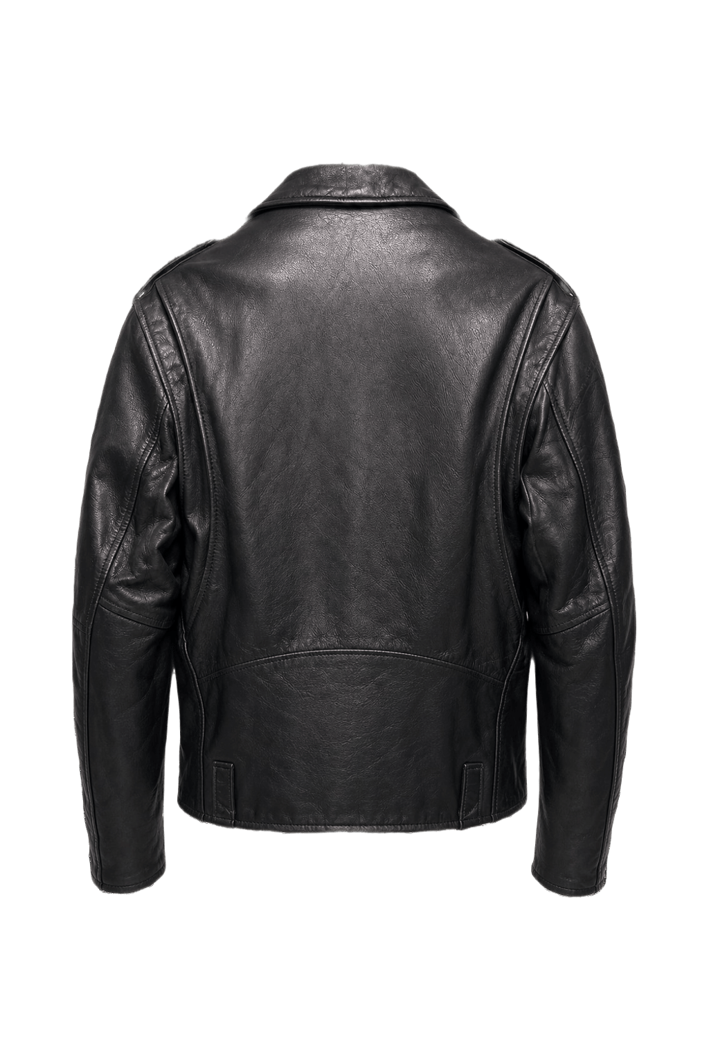 1990s Black Leather Fitted Leather Jacket - Back View
