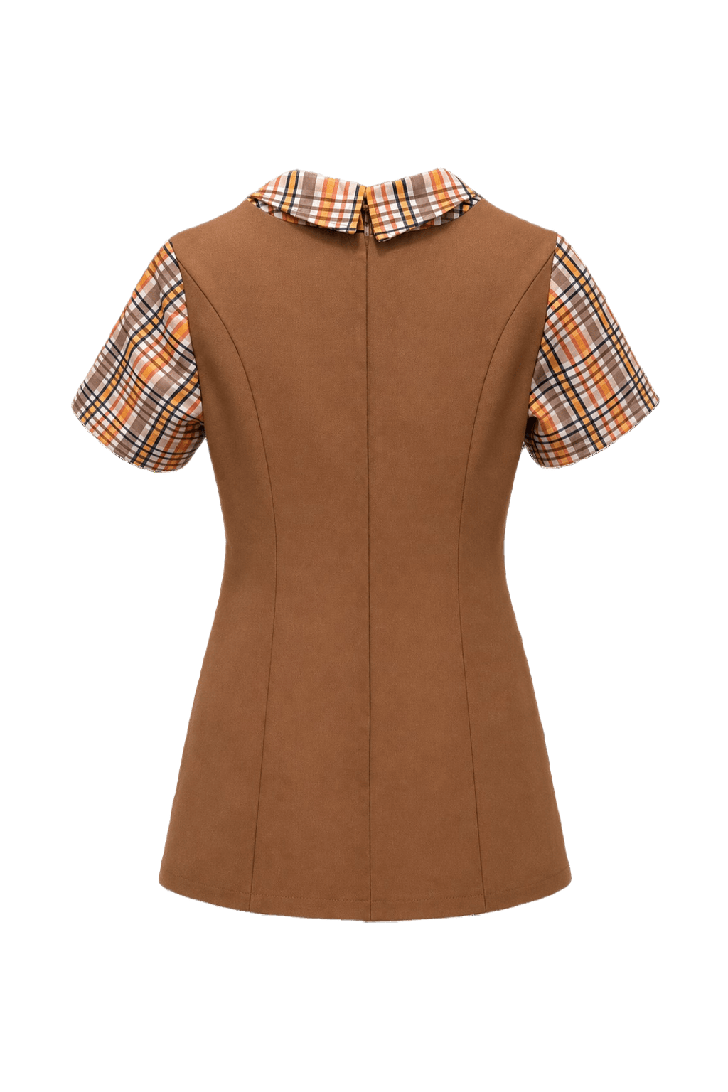 1960s Tan Polyester Blend Dress - Back View