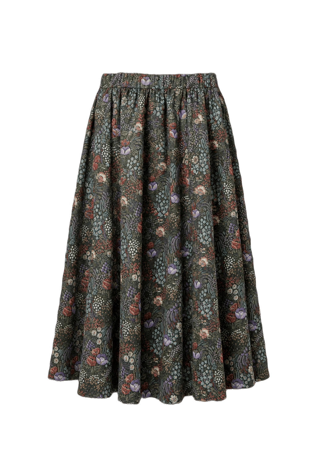1970s Green Cotton Blend Skirt - Back View