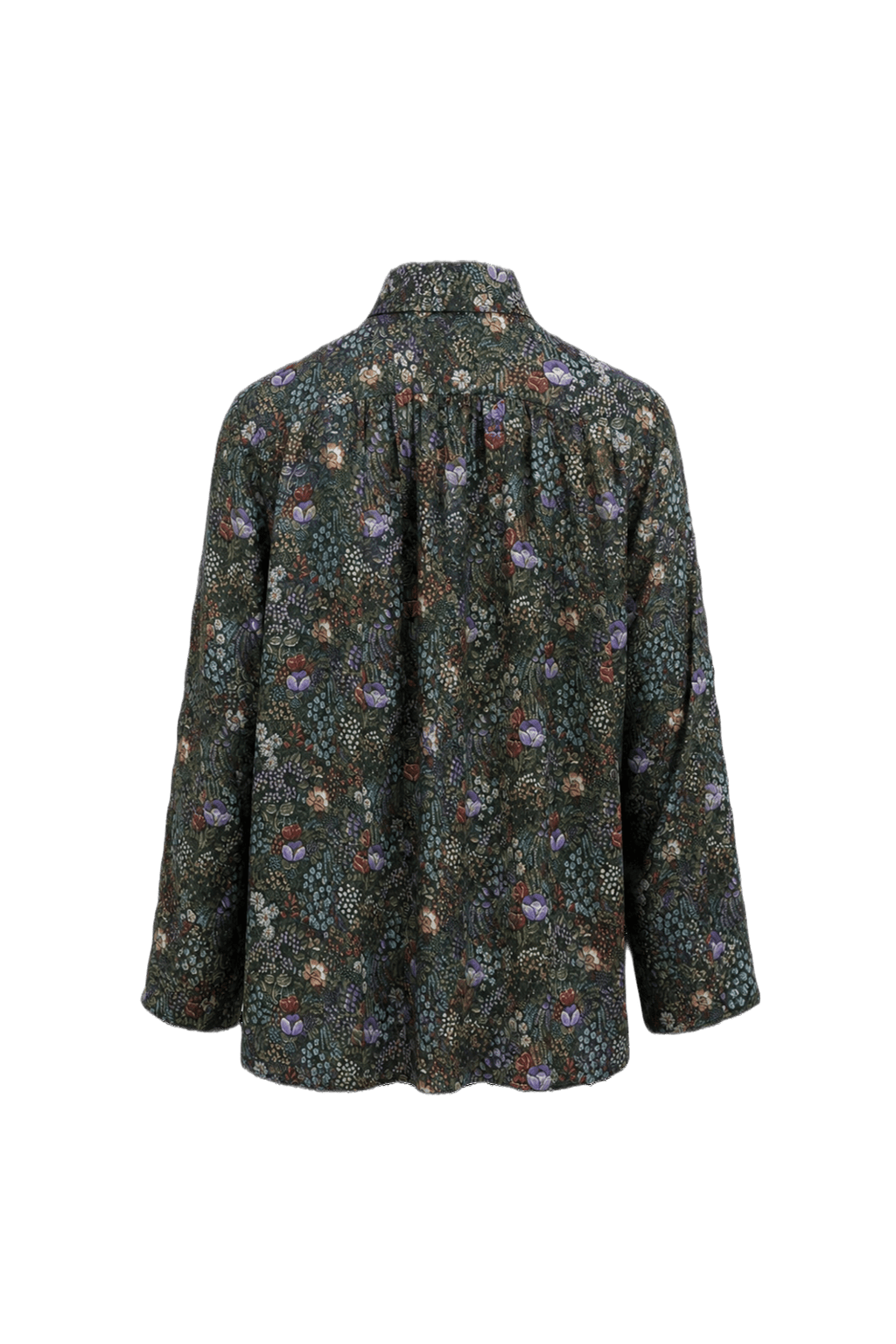 1980s Dark Green Cotton Blend Blouse - Back View