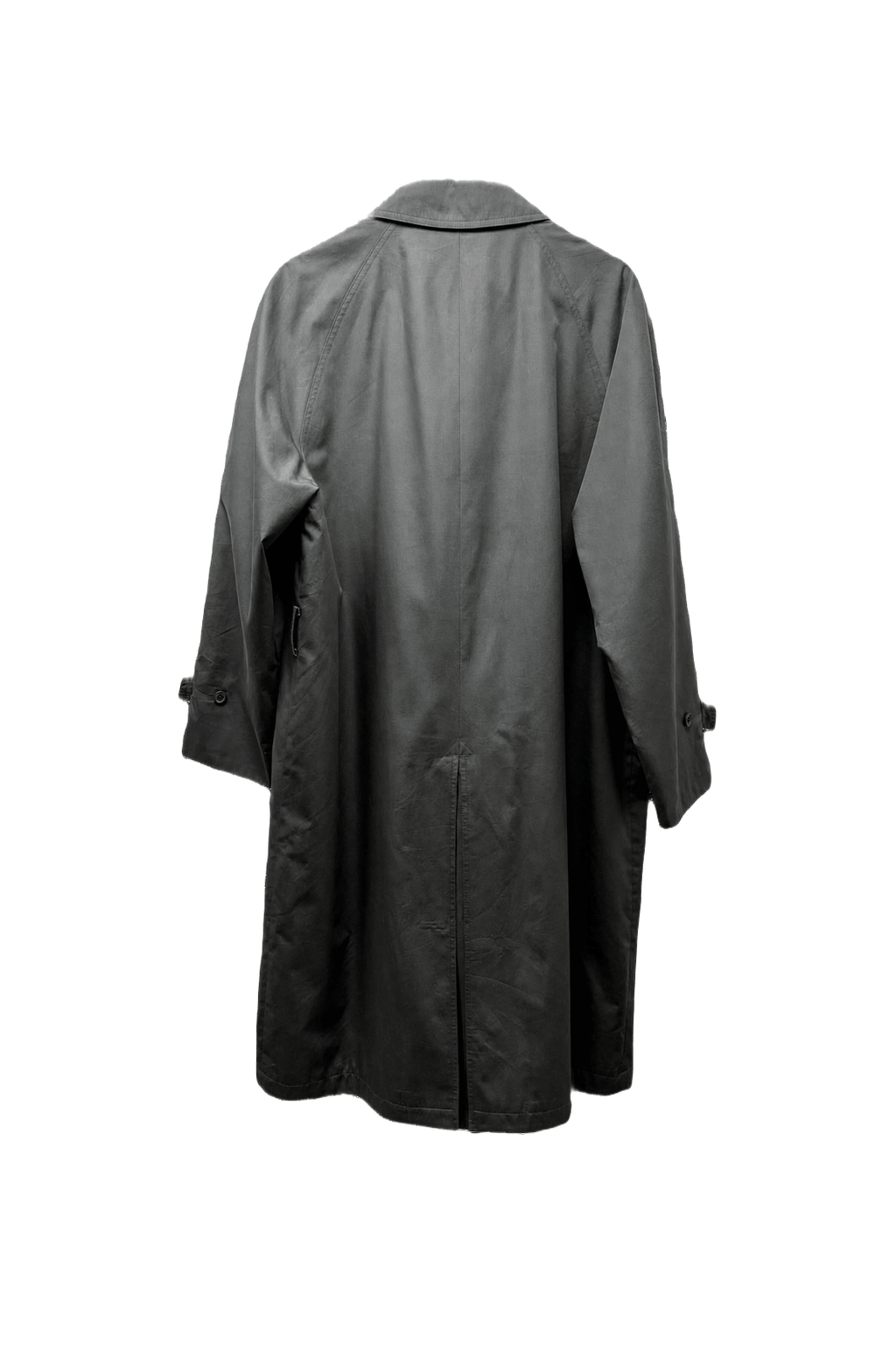 1980s Dark Grey Cotton Blend Coat - Back View
