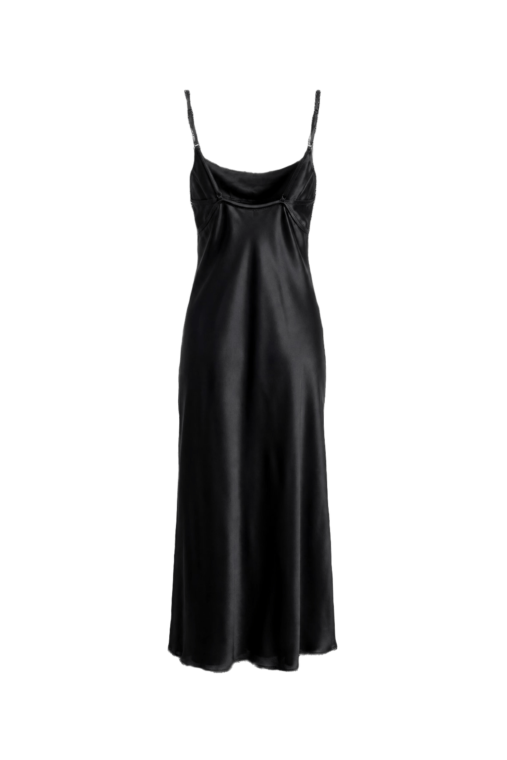 1990s Black Satin Slip Dress - Back View