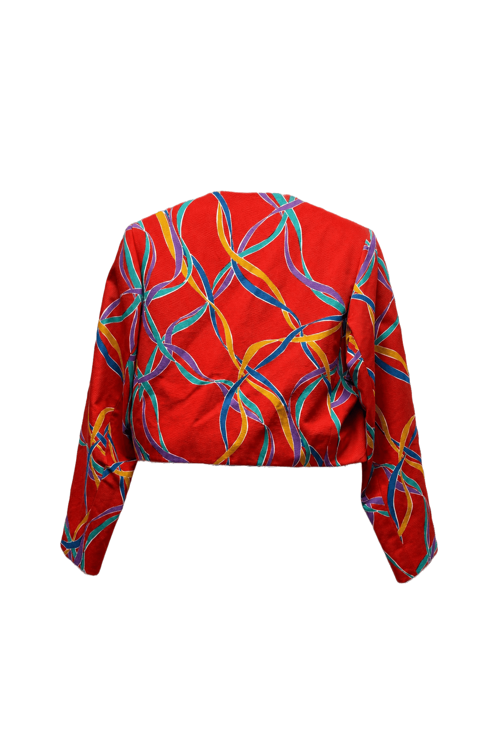 1980s Red Cotton Blend Jacket - Back View