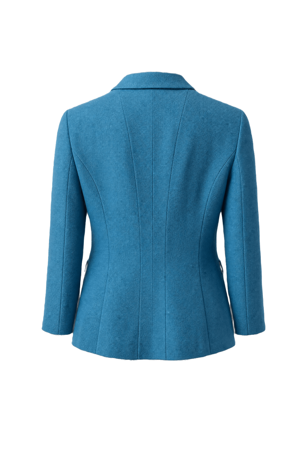 1980s Turquoise Blue Polyester Blazer - Back View