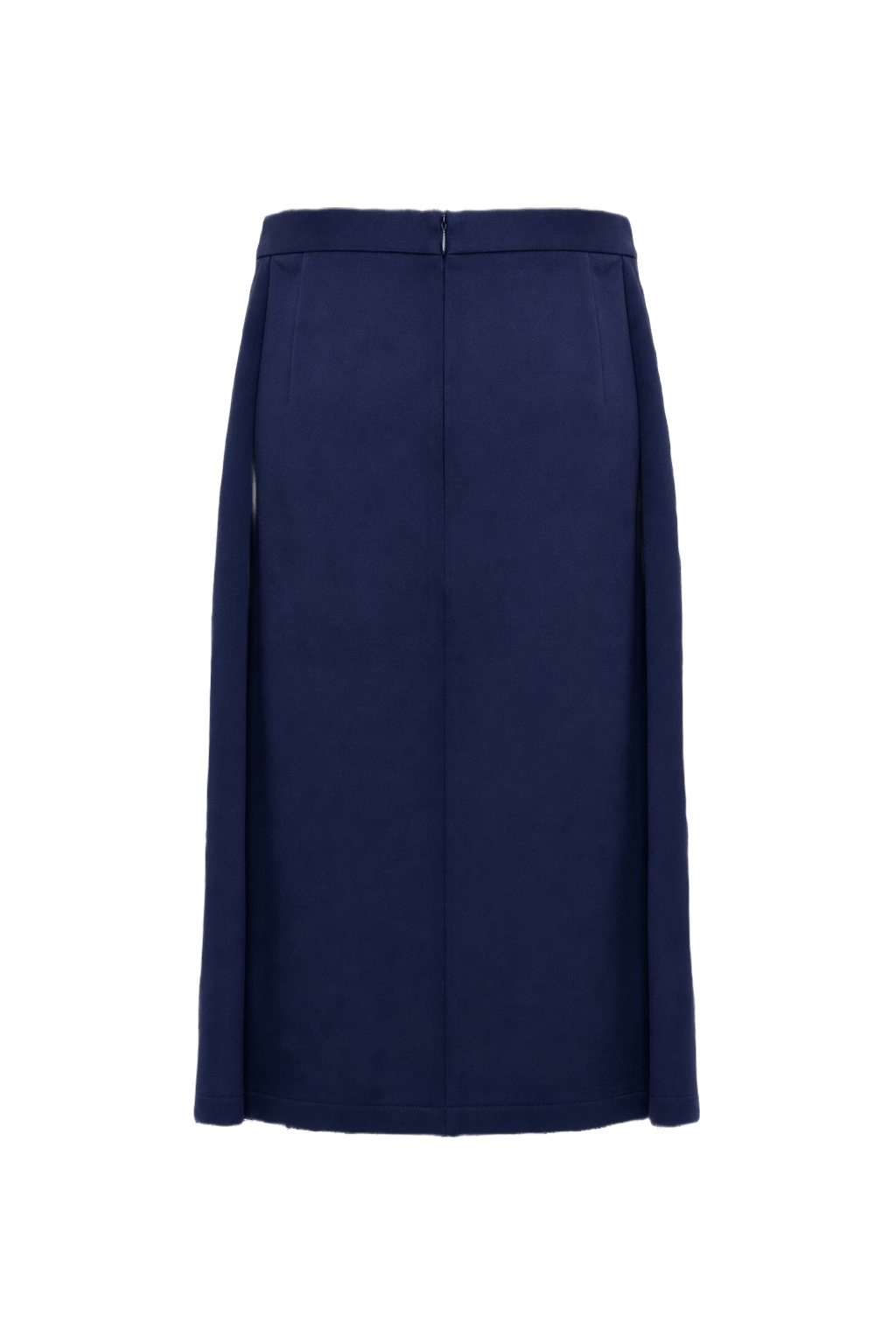1980s Navy Blue Wool Blend Skirt - Back View