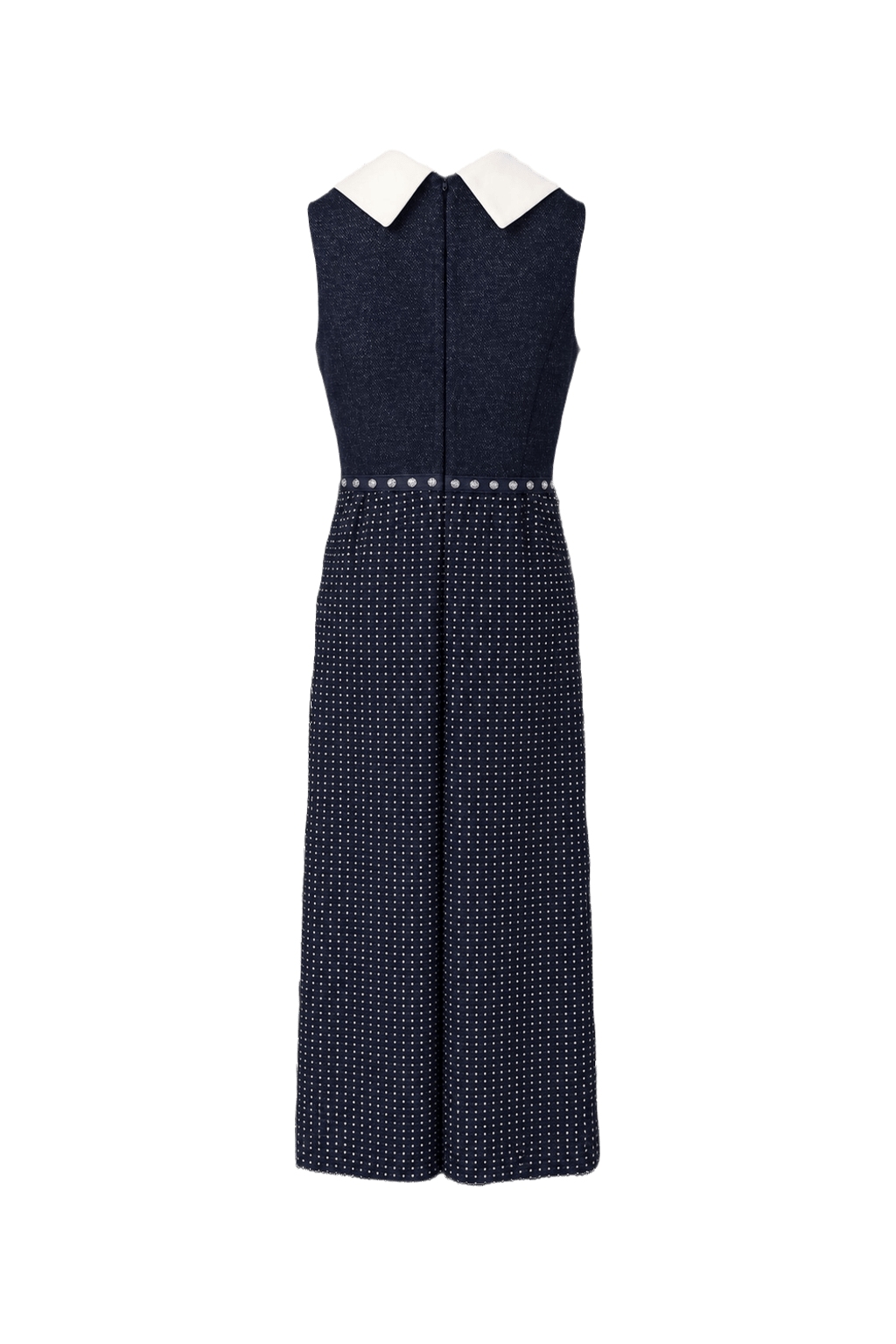 1960s Navy Blue Polyester Blend Dress - Back View