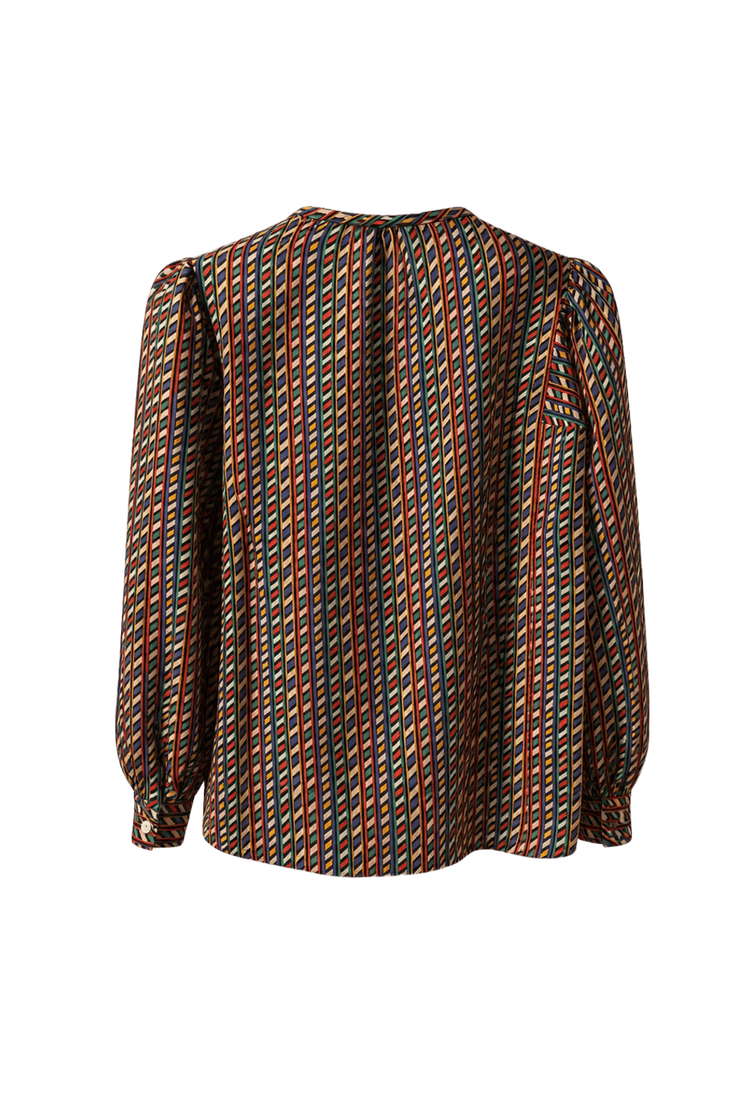1980s Multicolor Synthetic Blouse - Back View