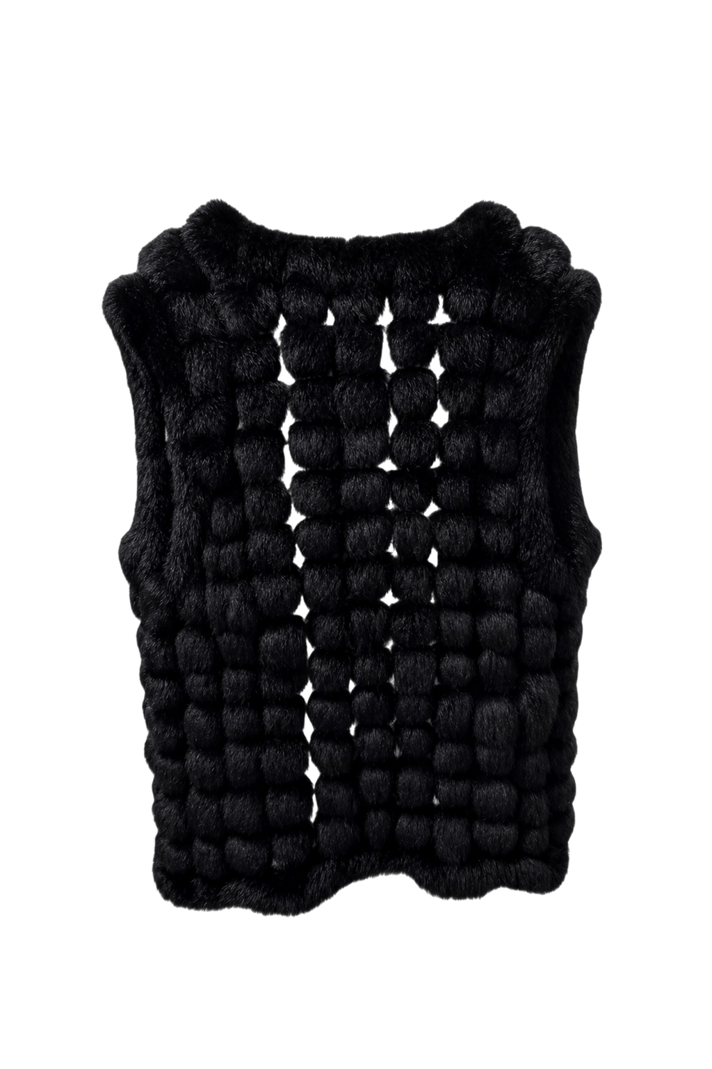 1980s Black Fur Vest - Back View