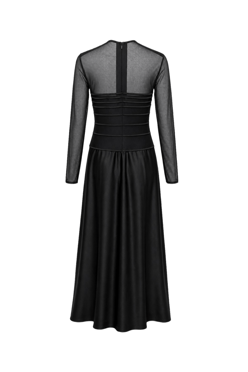 1990s Black Polyester Blend Dress - Back View