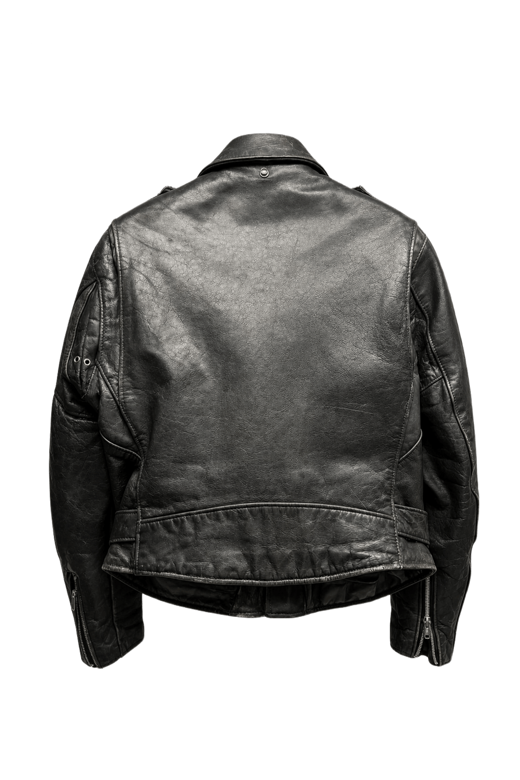 1990s Black Leather Jacket - Back View