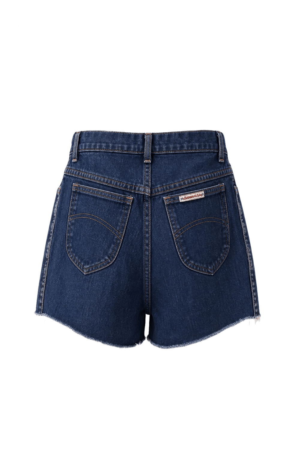 1990s Dark Blue Cotton Denim Shorts - Back View