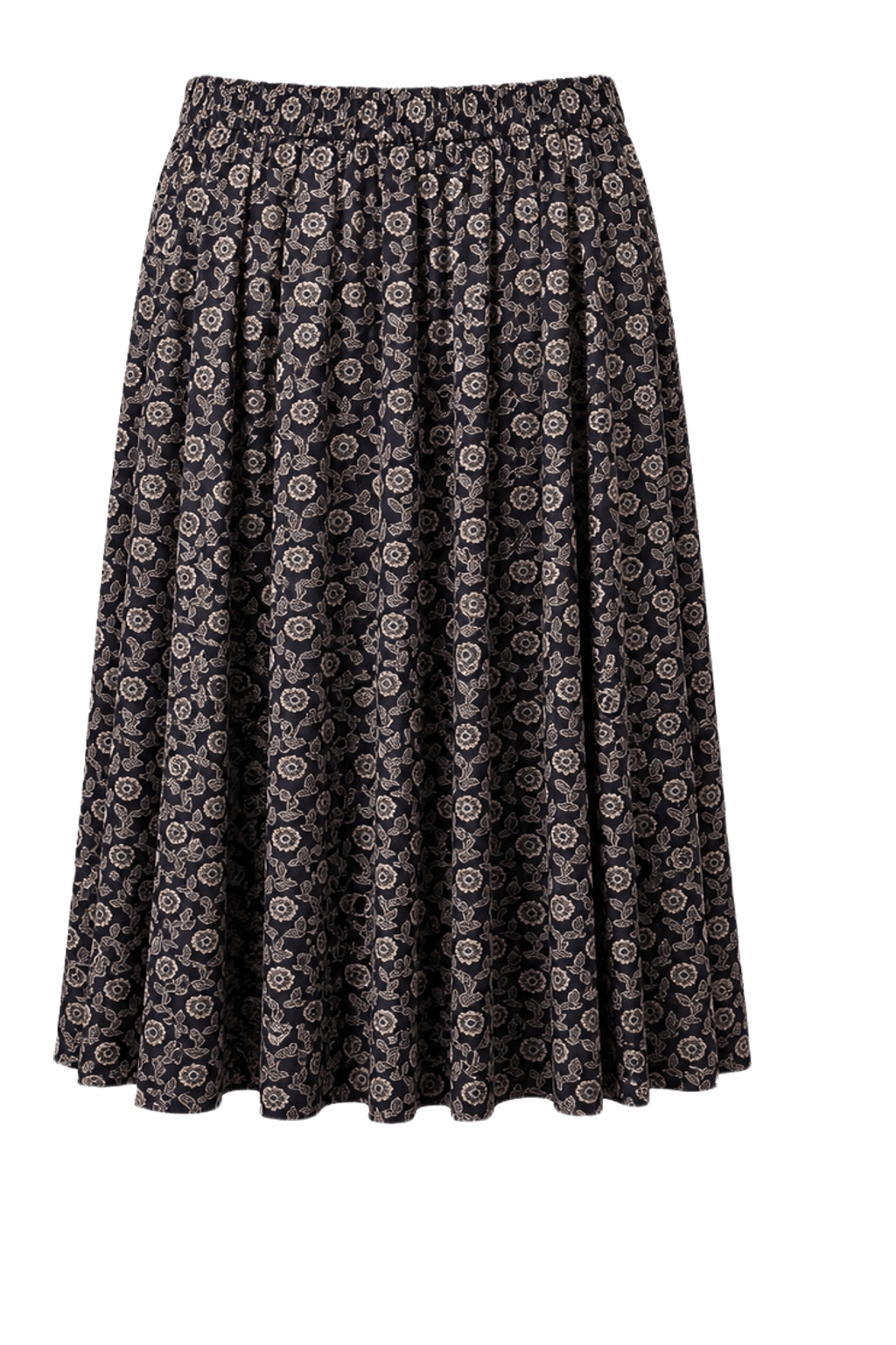 1980s Navy Blue Cotton Blend Skirt - Back View