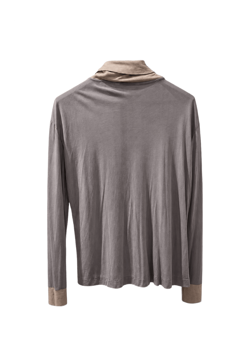 1980s Light Gray Cotton Blend Turtleneck - Back View