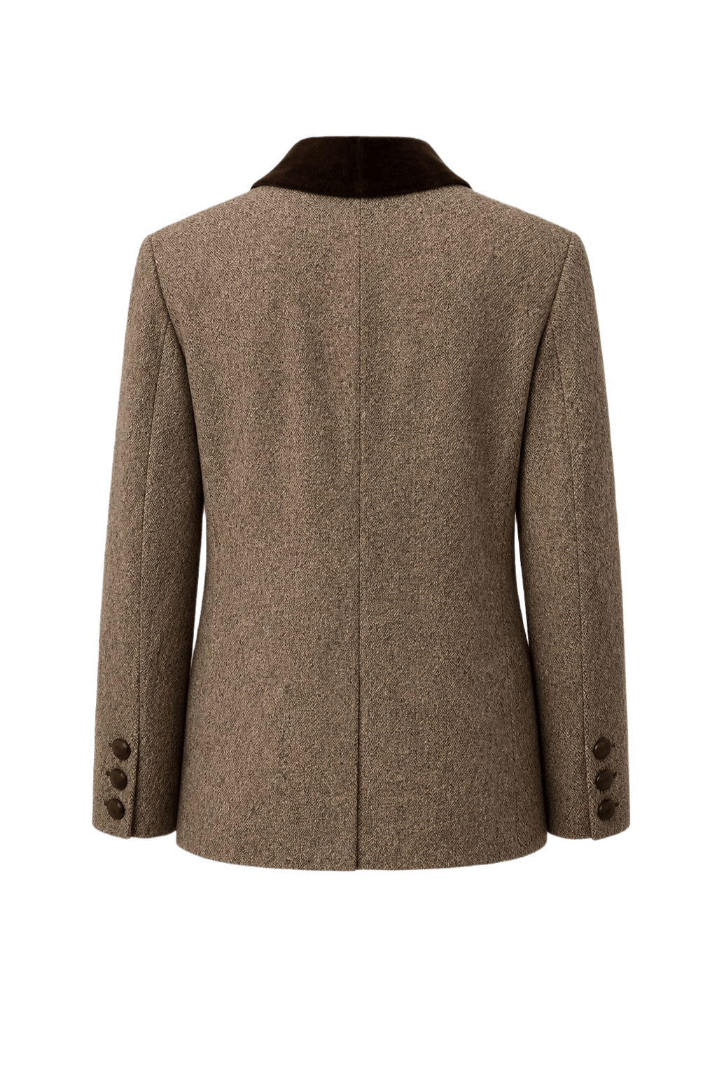 1970s Brown Wool Blend Blazer - Back View