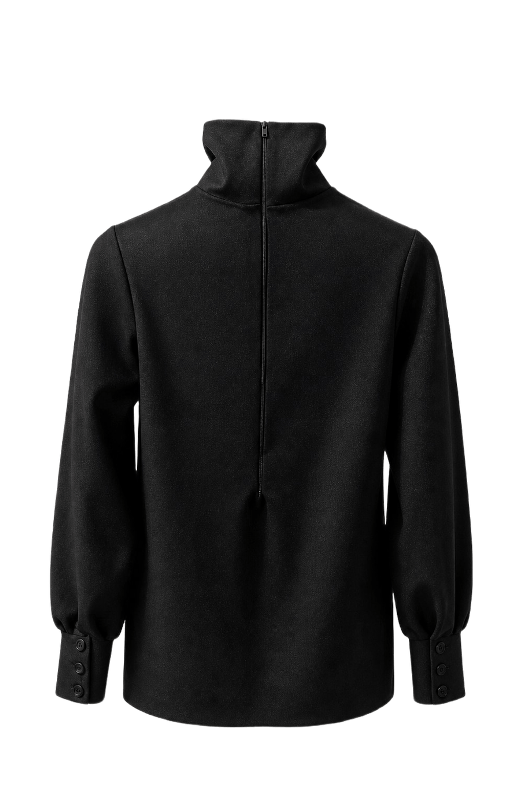 1960s Black Synthetic Blend Turtleneck - Back View