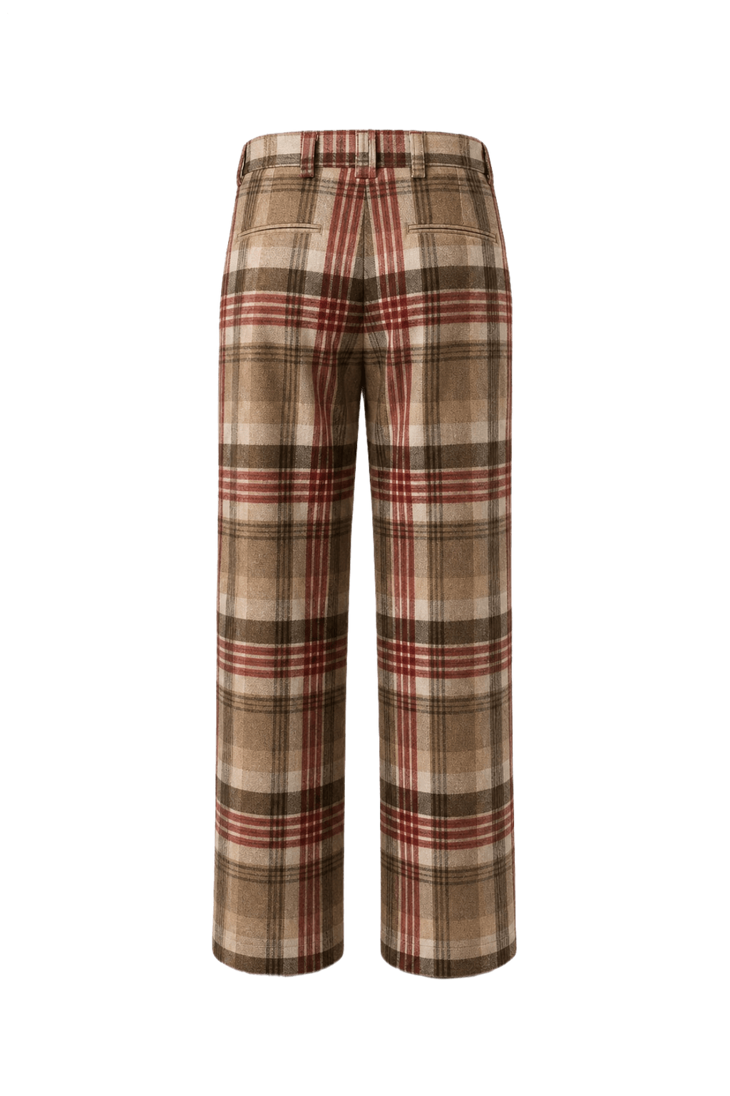1960s Brown Plaid Wool Blend Trousers - Back View