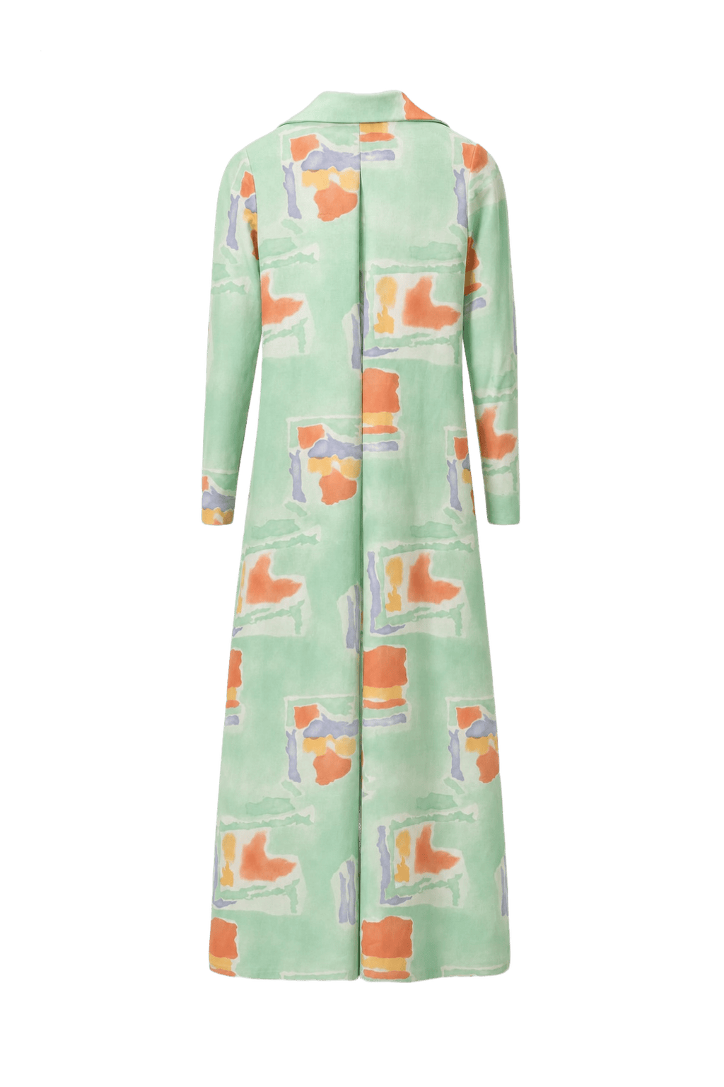 1970s Mint Green Synthetic Blend Maxi Dress - Back View