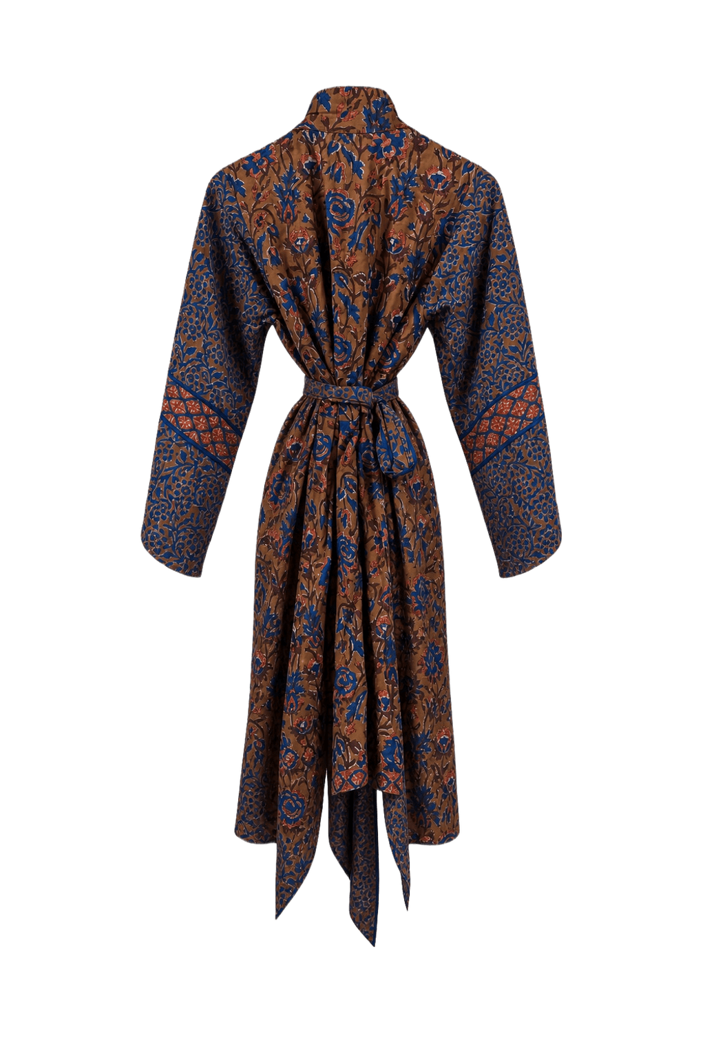 1970s Brown Cotton Blend Dress - Back View
