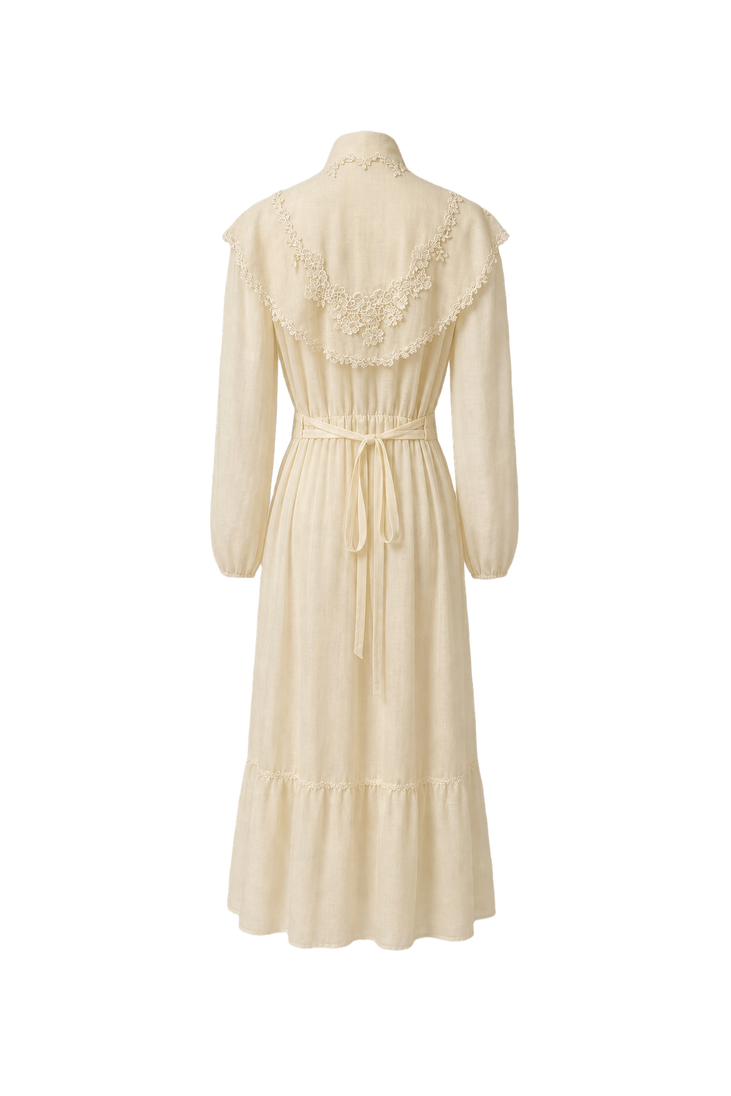 1970s Cream Cotton Blend Maxi Dress - Back View